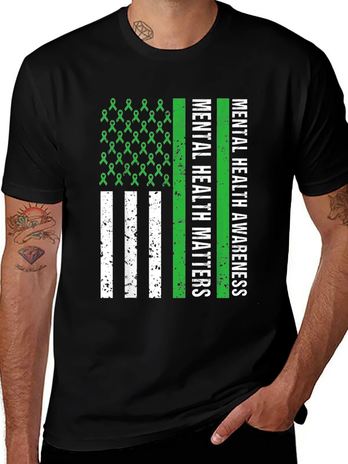 Mental Health Awareness Ribbon Flag Tee product image 1