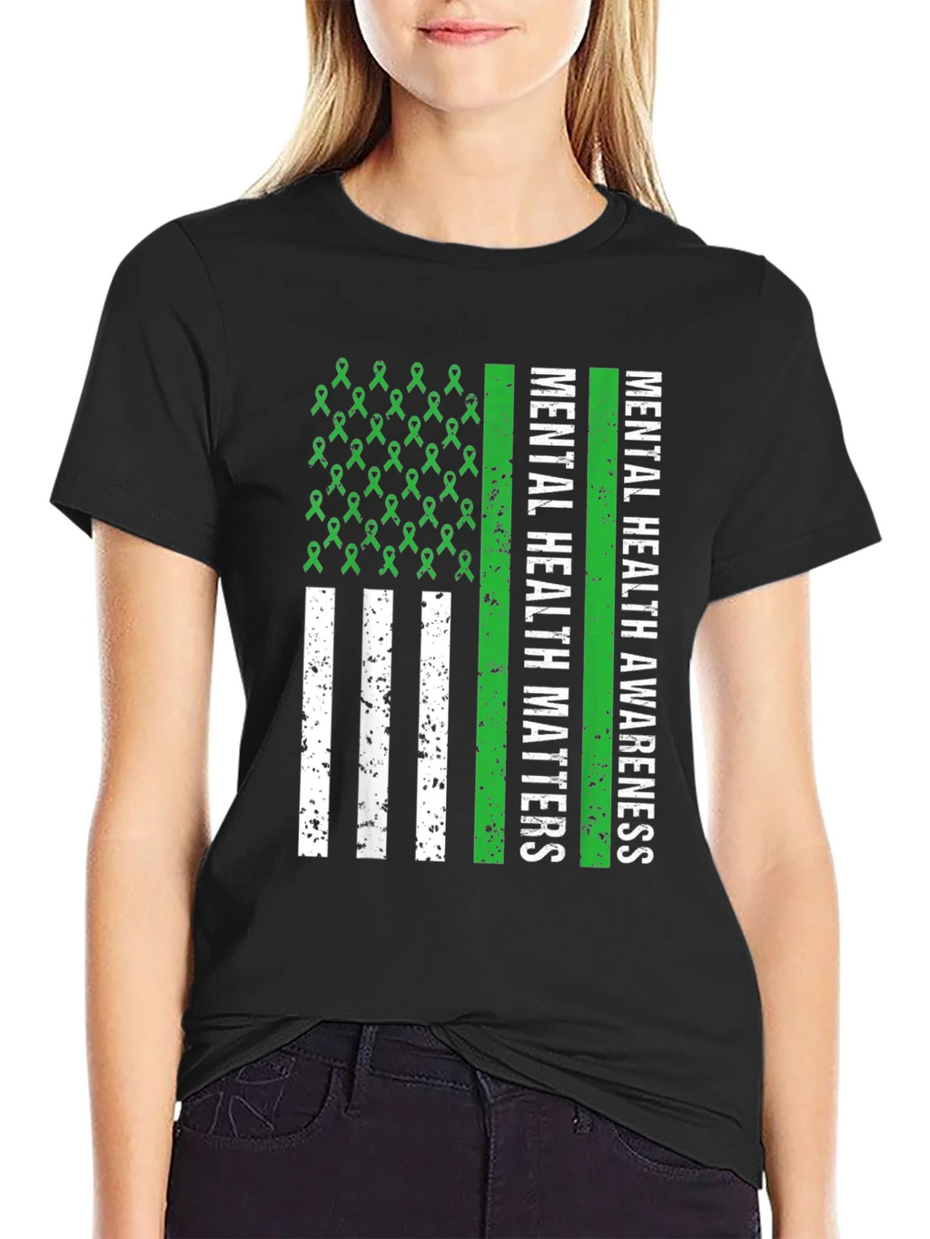 Mental Health Awareness Ribbon Flag Tee product image 2