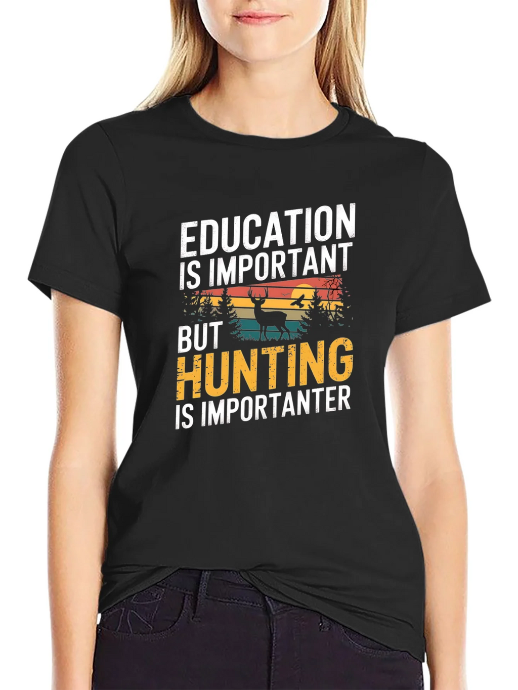 Education vs Hunting Mens T-Shirt product image 2