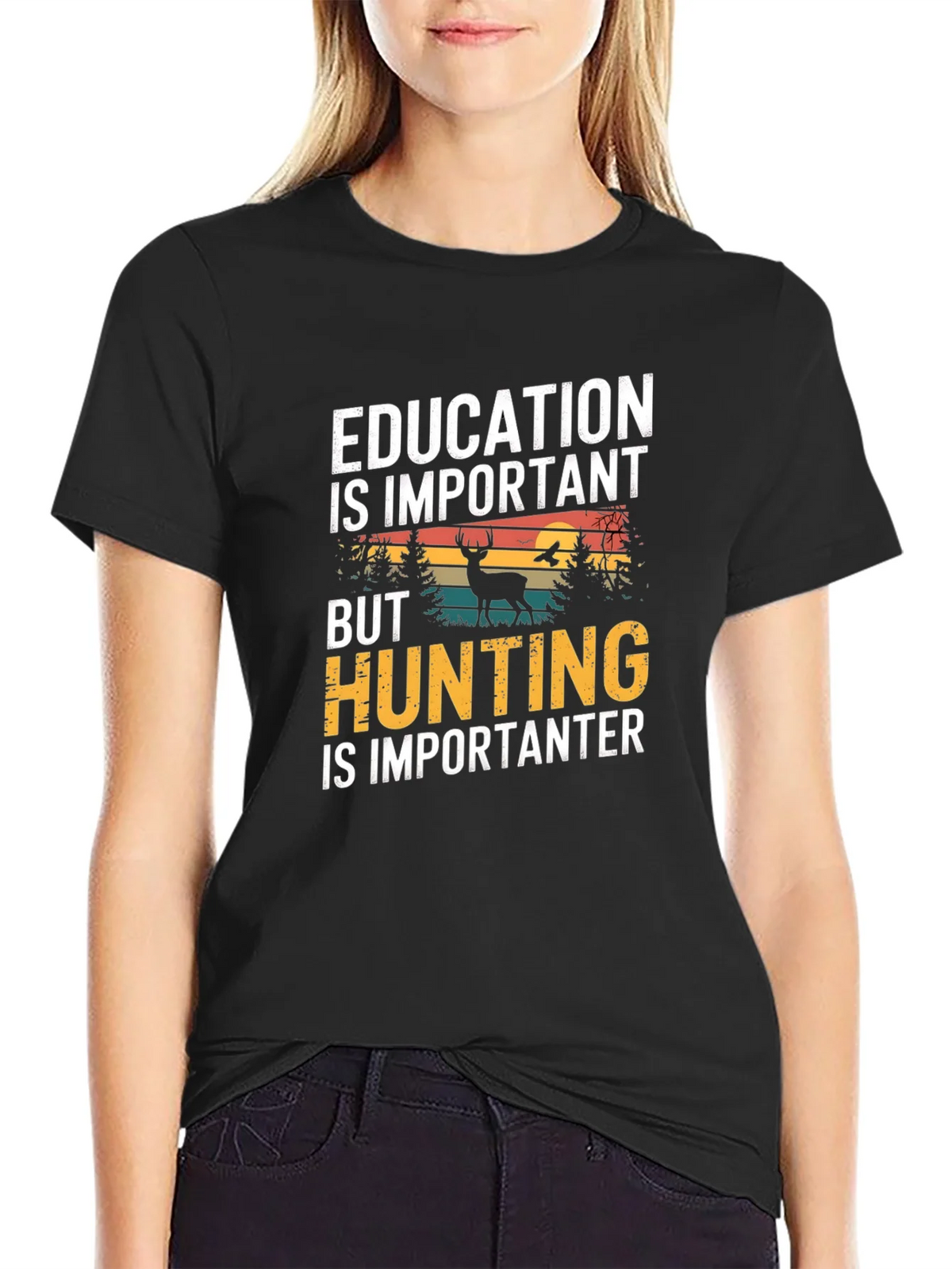 Education vs Hunting Mens T-Shirt product image 2