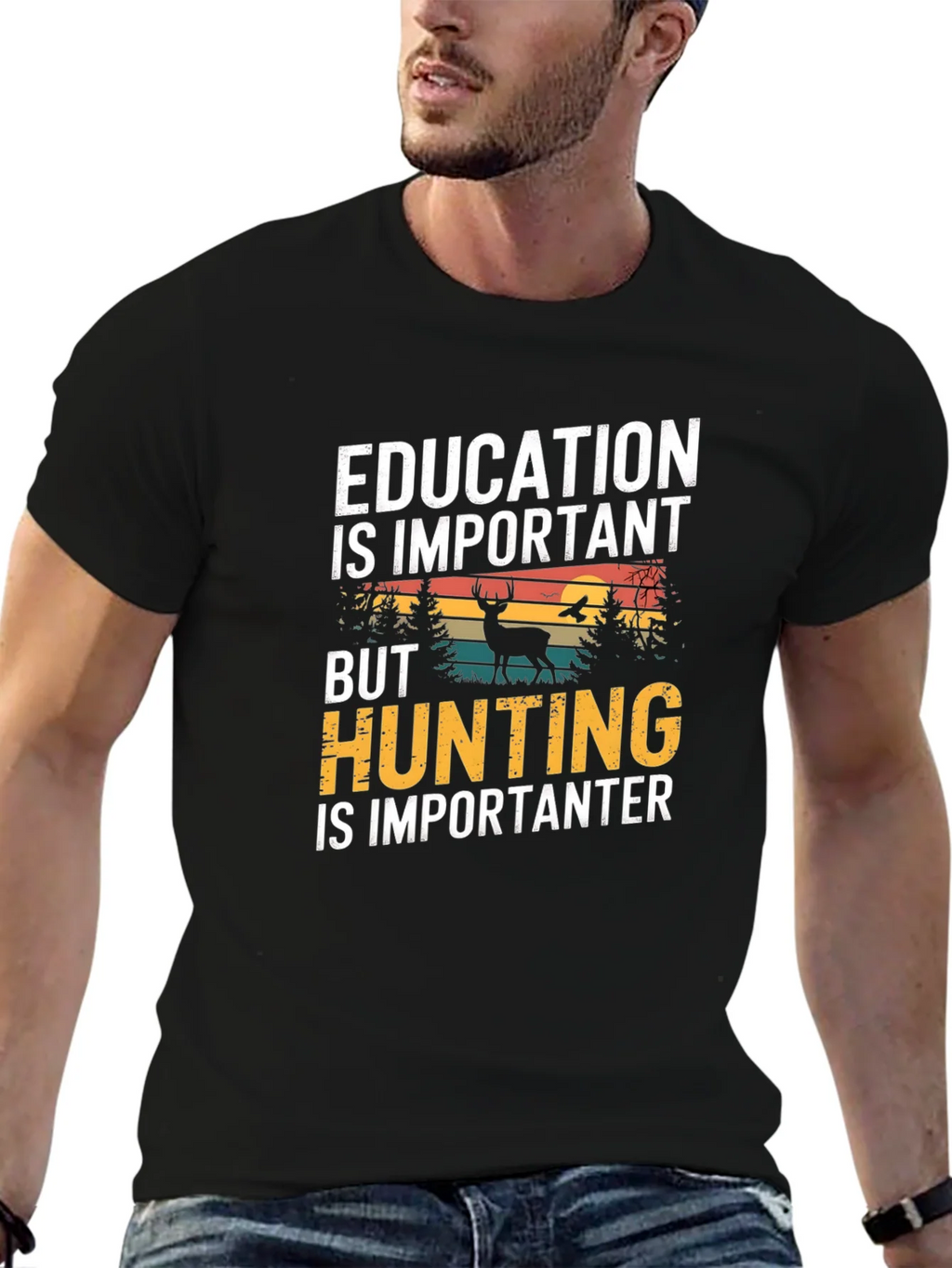 Education vs Hunting Mens T-Shirt product image 6