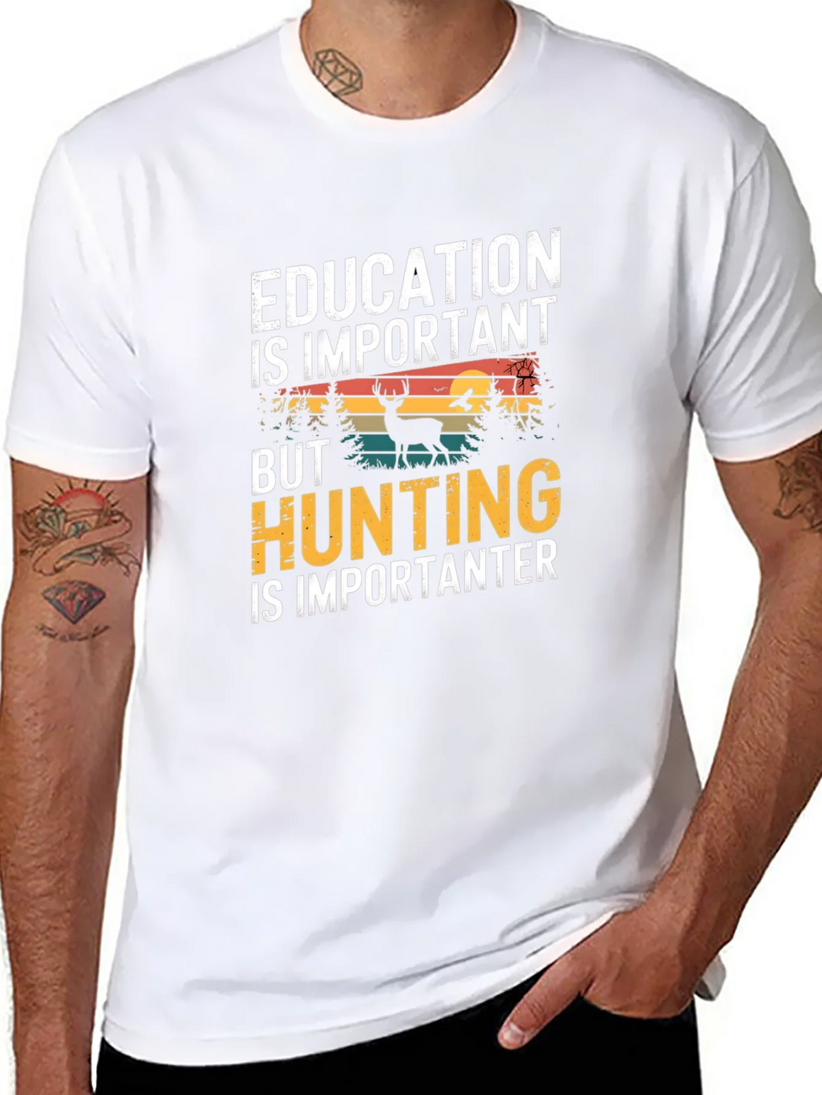 Education vs Hunting Mens T-Shirt product image 7
