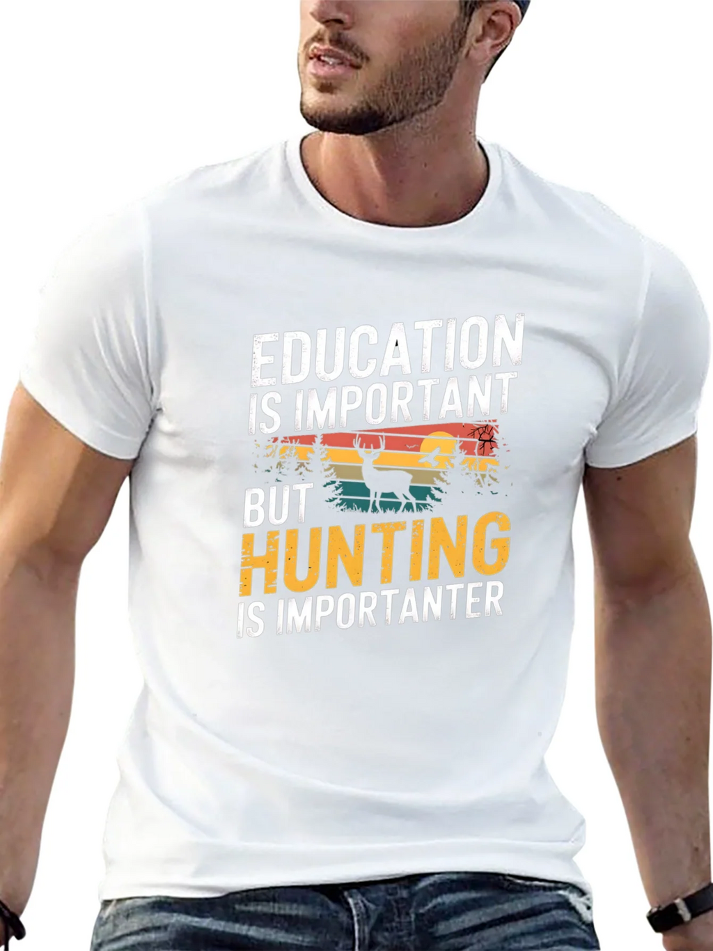 Education vs Hunting Mens T-Shirt product image 12