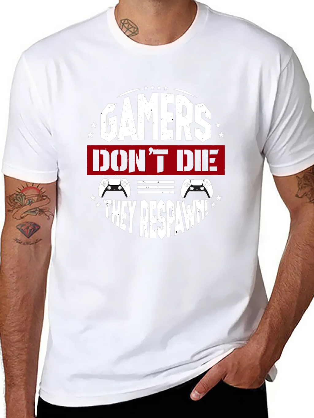 Gamers Dont Die They Respawn Black T-Shirt product image 7