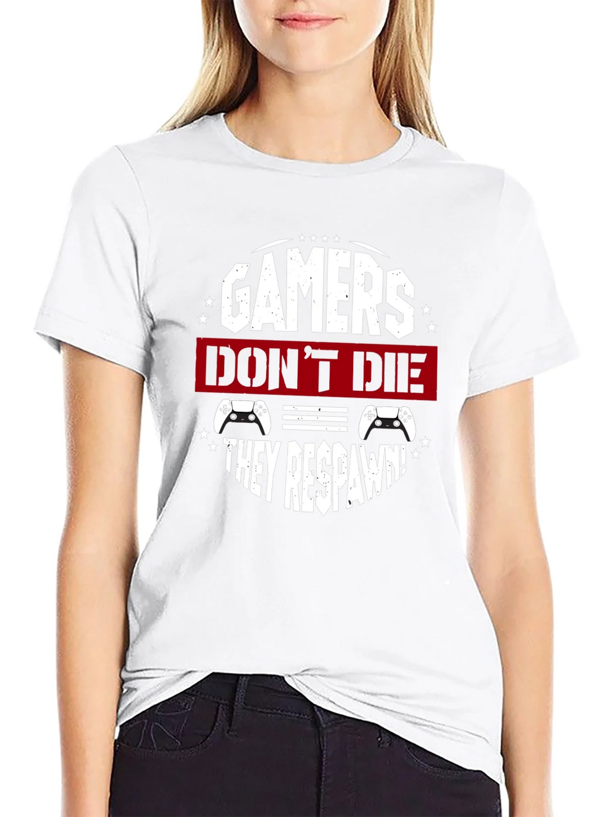 Gamers Dont Die They Respawn Black T-Shirt product image 8