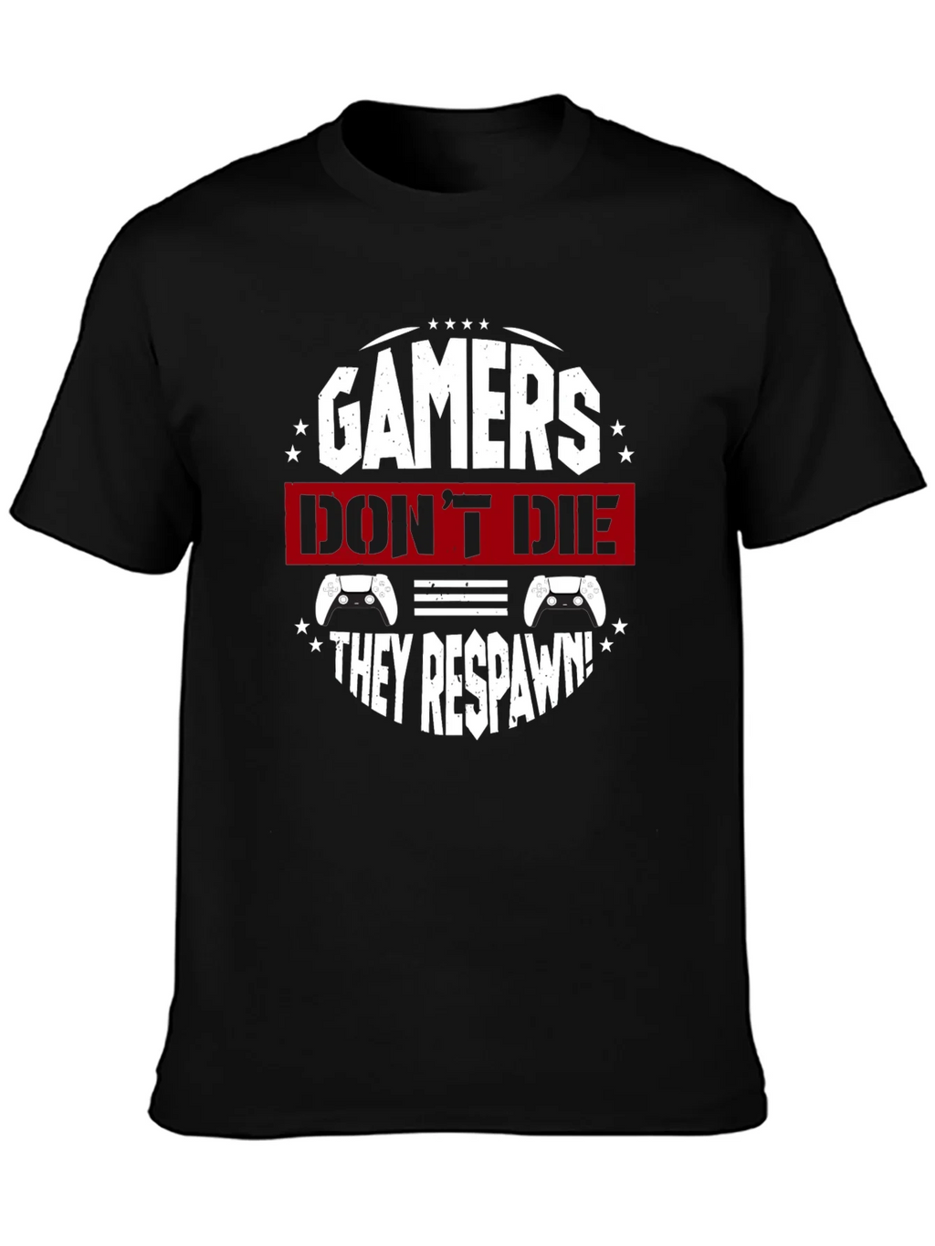 Gamers Dont Die They Respawn Black T-Shirt product image 3