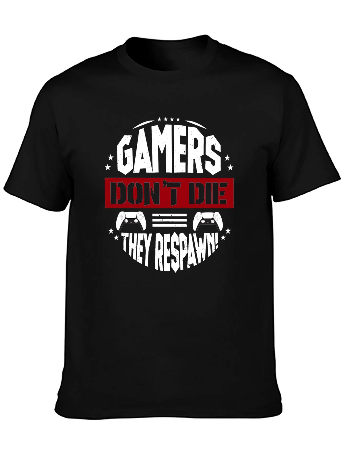 Gamers Dont Die They Respawn Black T-Shirt product image 3