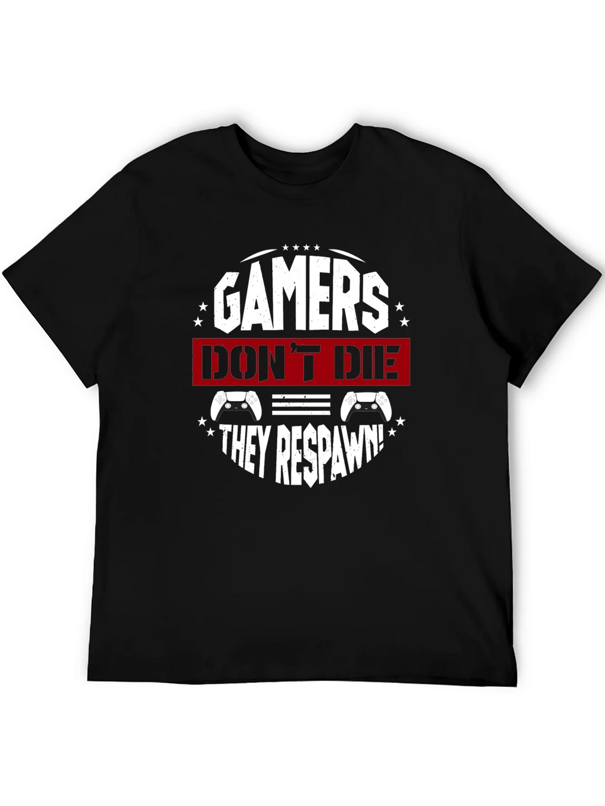Gamers Dont Die They Respawn Black T-Shirt product image 5