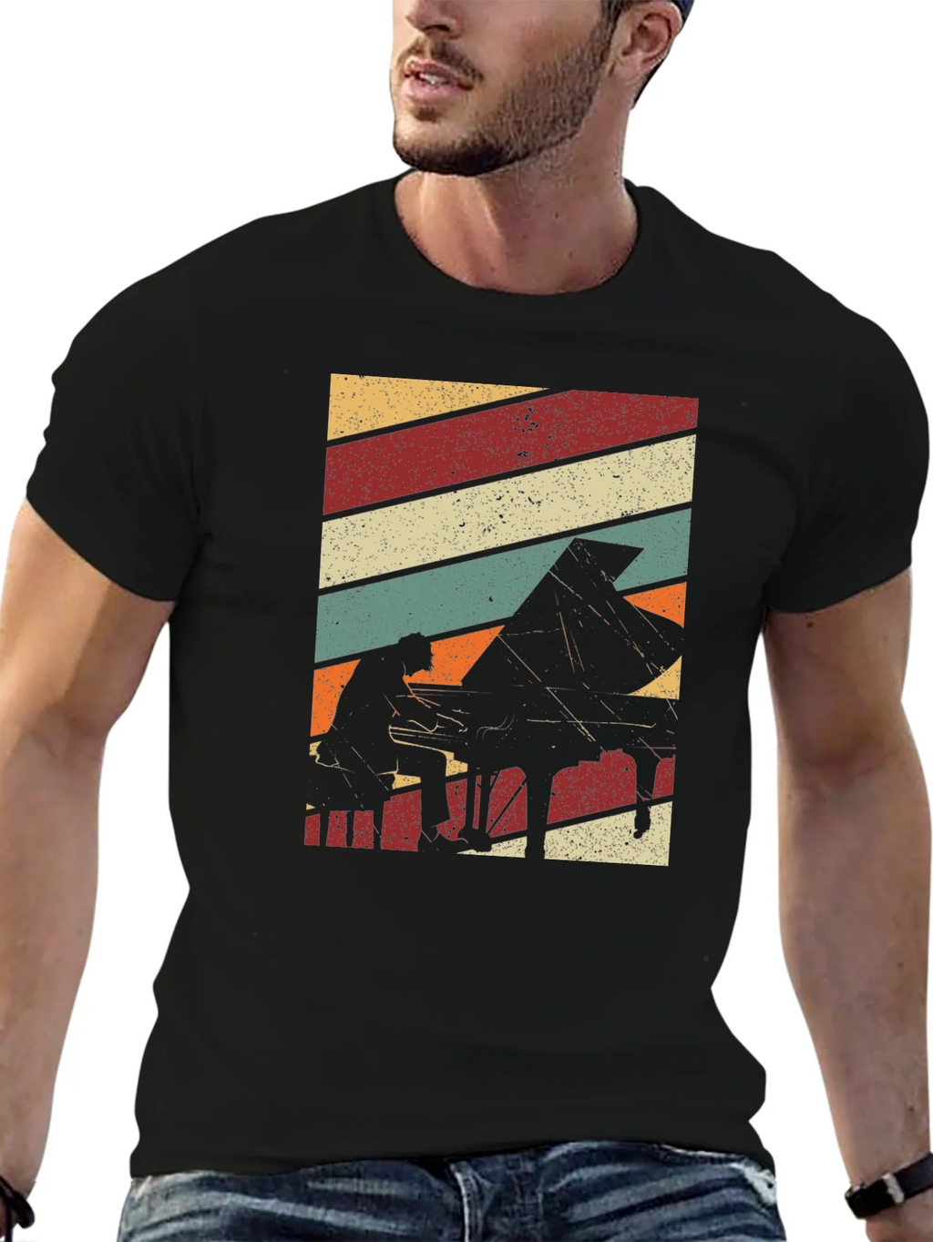 Retro Piano Player Graphic T-Shirt product image 5