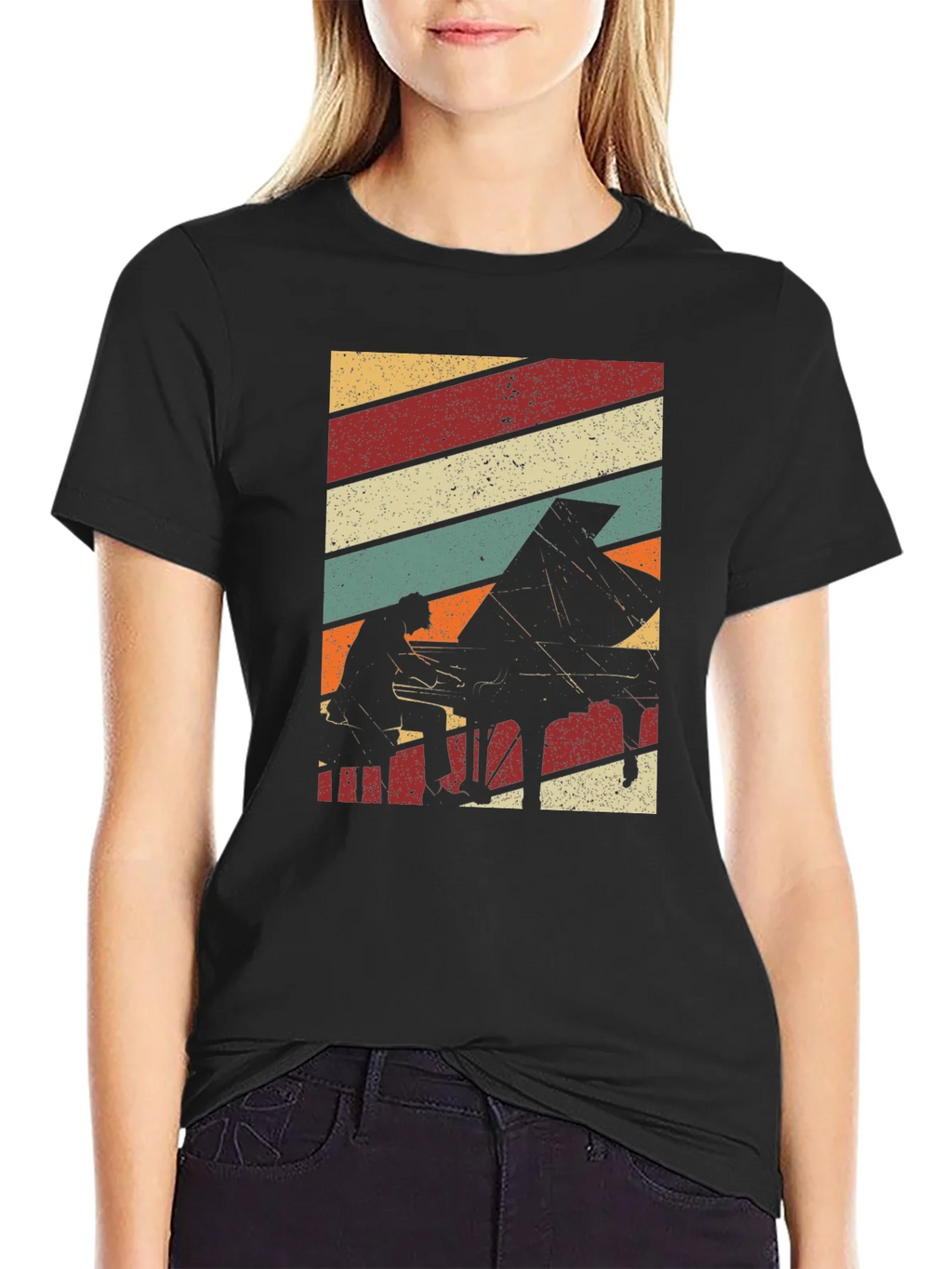 Retro Piano Player Graphic T-Shirt product image 2