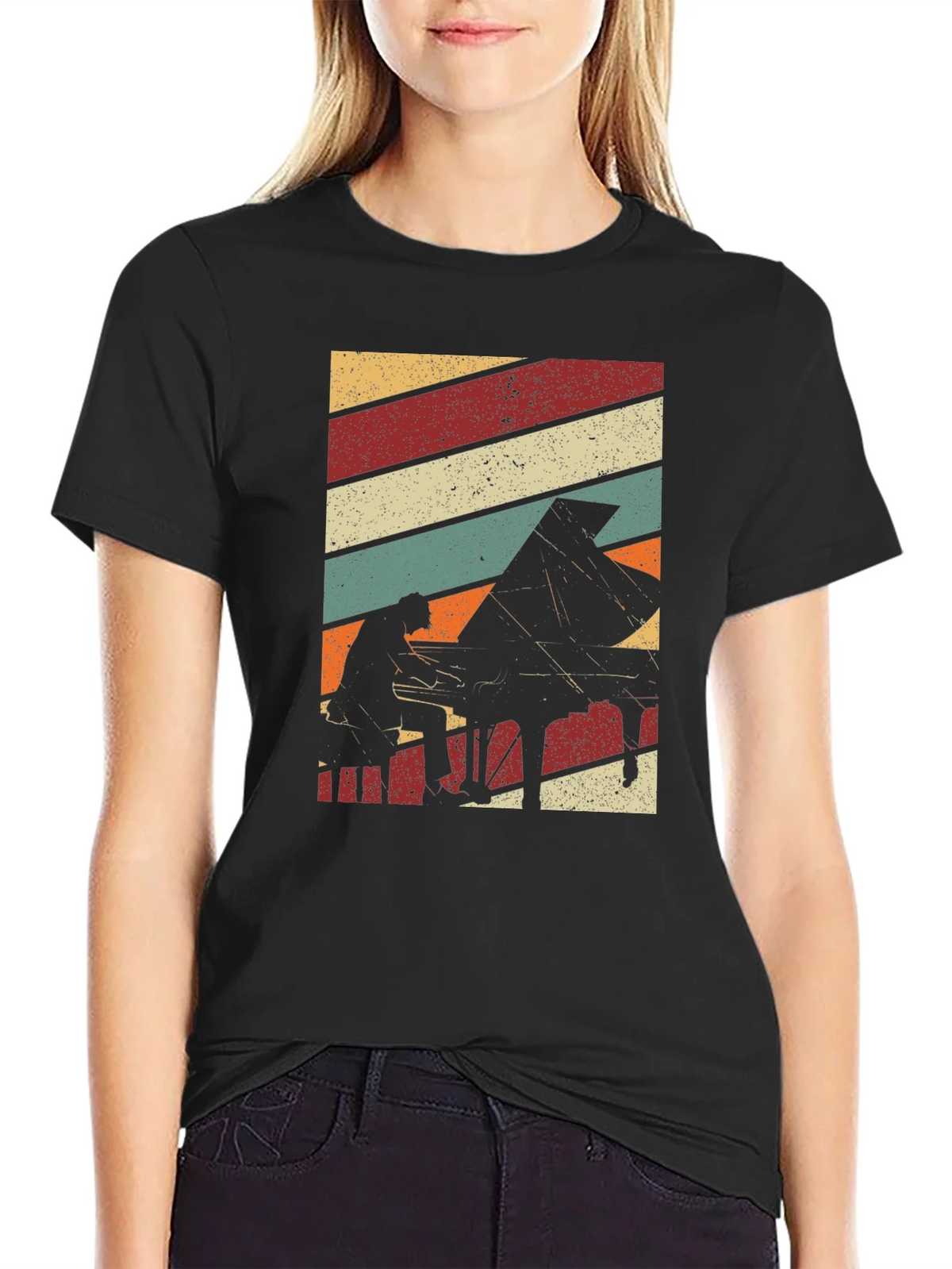 Retro Piano Player Graphic T-Shirt product image 2