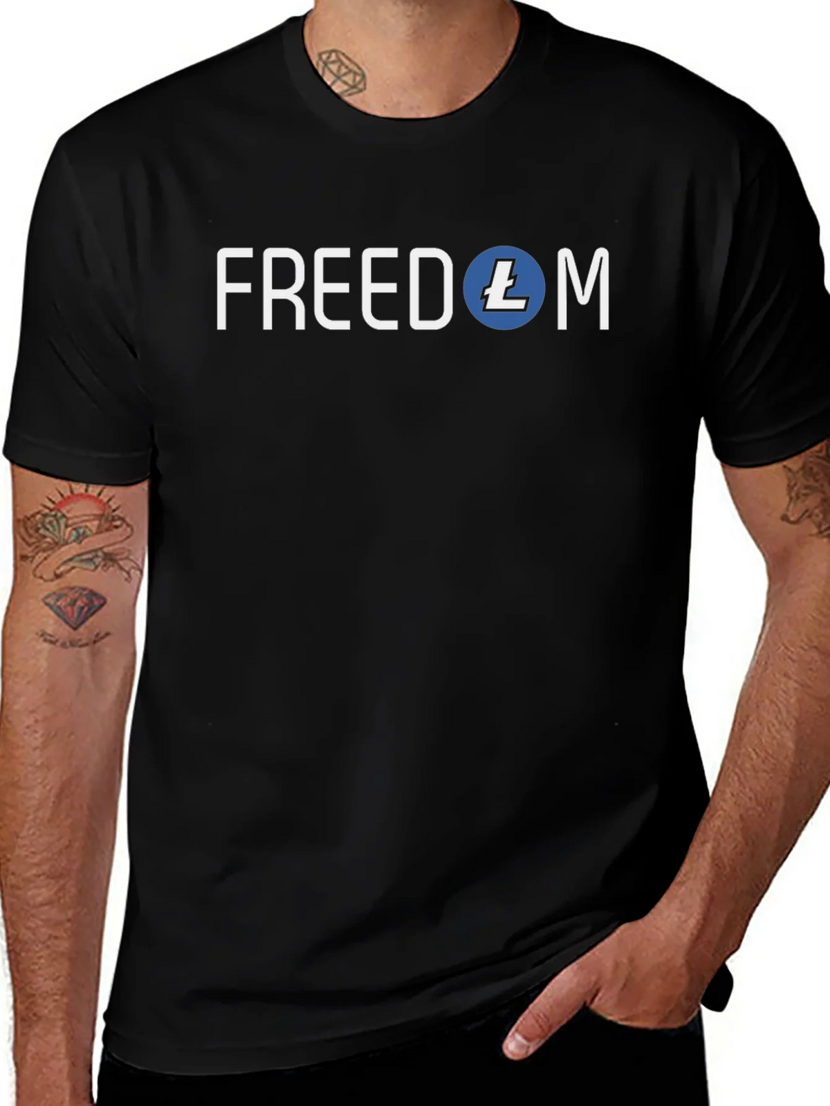 Freedom Litecoin Black T-Shirt Crypto Tee product image 1