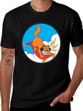Crazy Cat Graphic Tee - Black Cotton T-Shirt product image 1