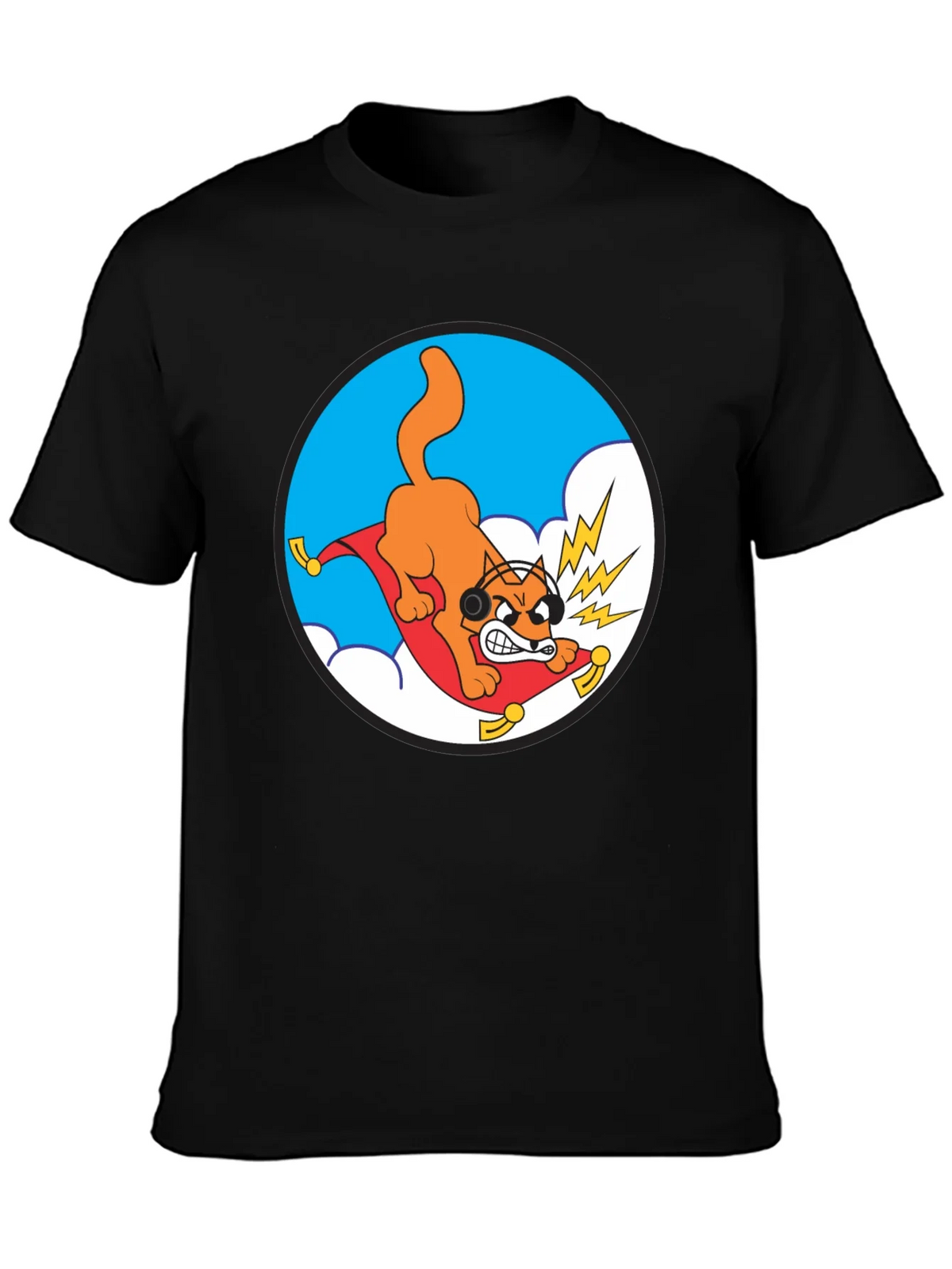 Crazy Cat Graphic Tee - Black Cotton T-Shirt product image 2