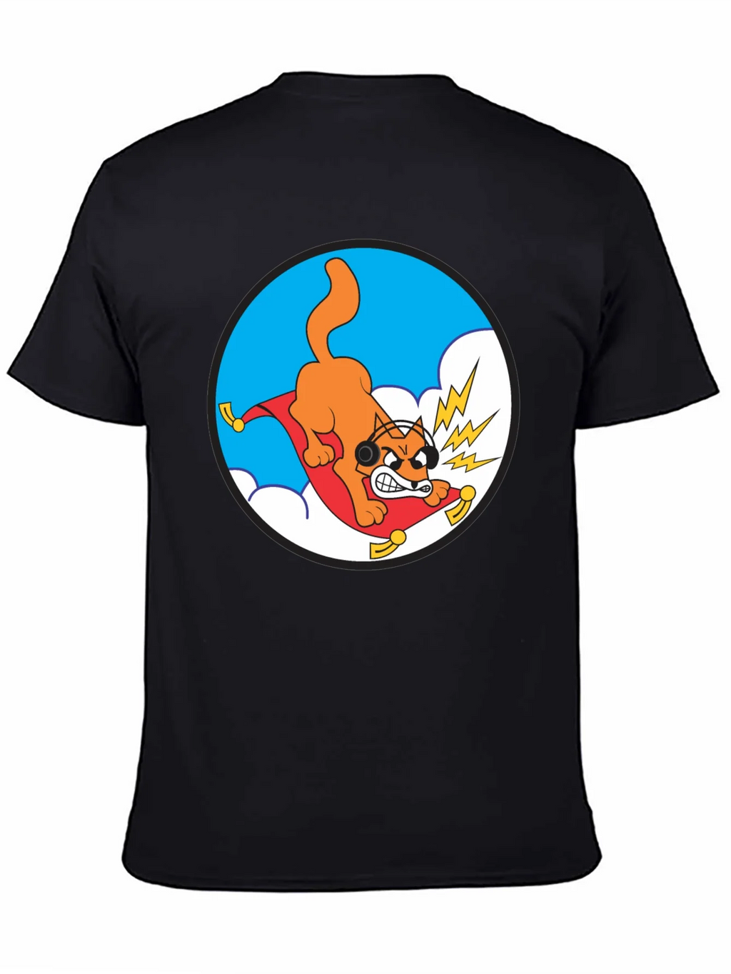 Crazy Cat Graphic Tee - Black Cotton T-Shirt product image 3
