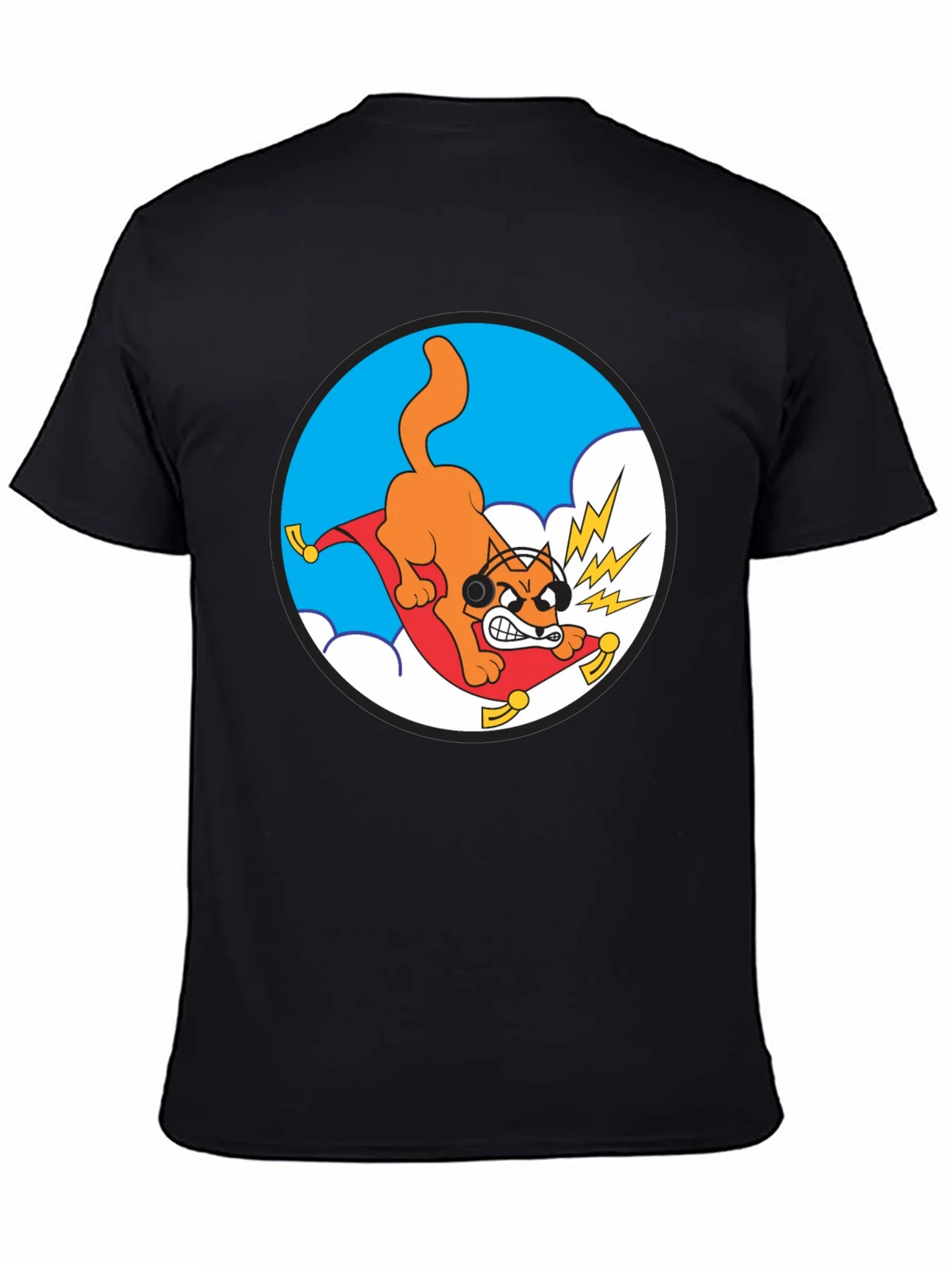 Crazy Cat Graphic Tee - Black Cotton T-Shirt product image 3