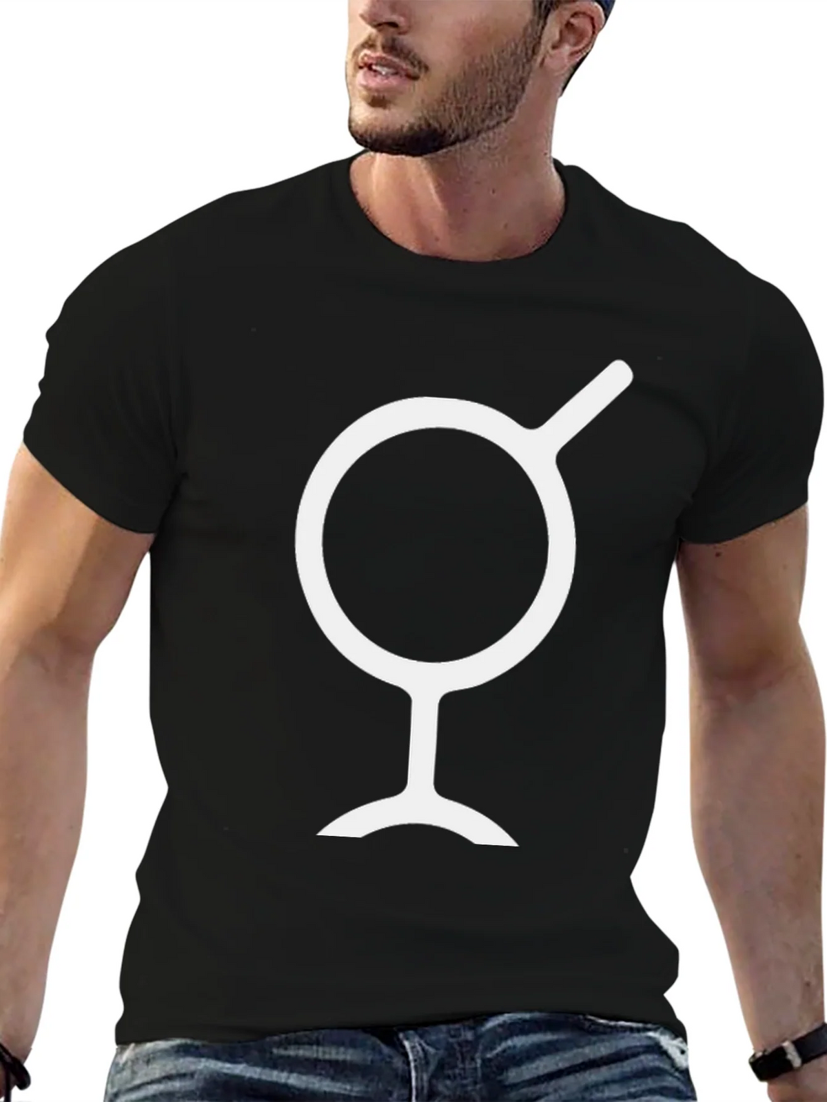 Minimalist Black T-Shirt with White Symbol product image 6