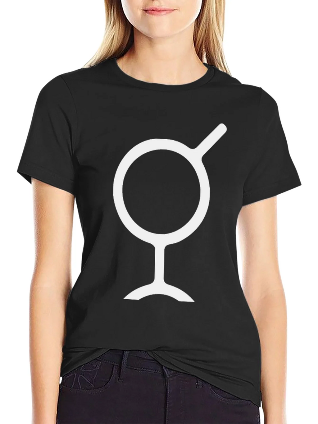 Minimalist Black T-Shirt with White Symbol product image 2