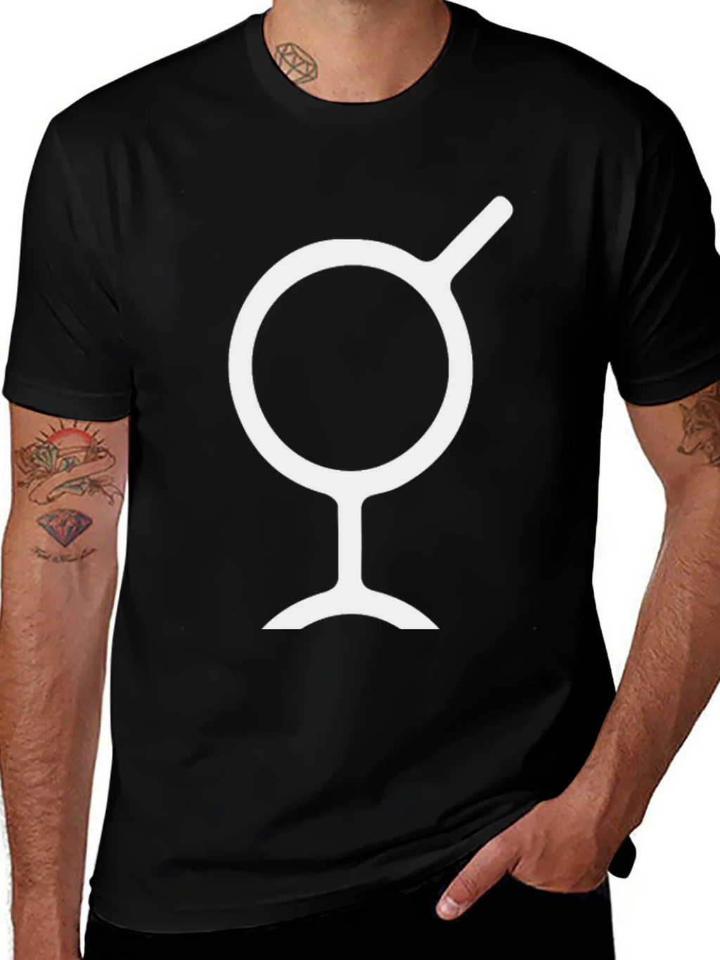 Minimalist Black T-Shirt with White Symbol product image 1