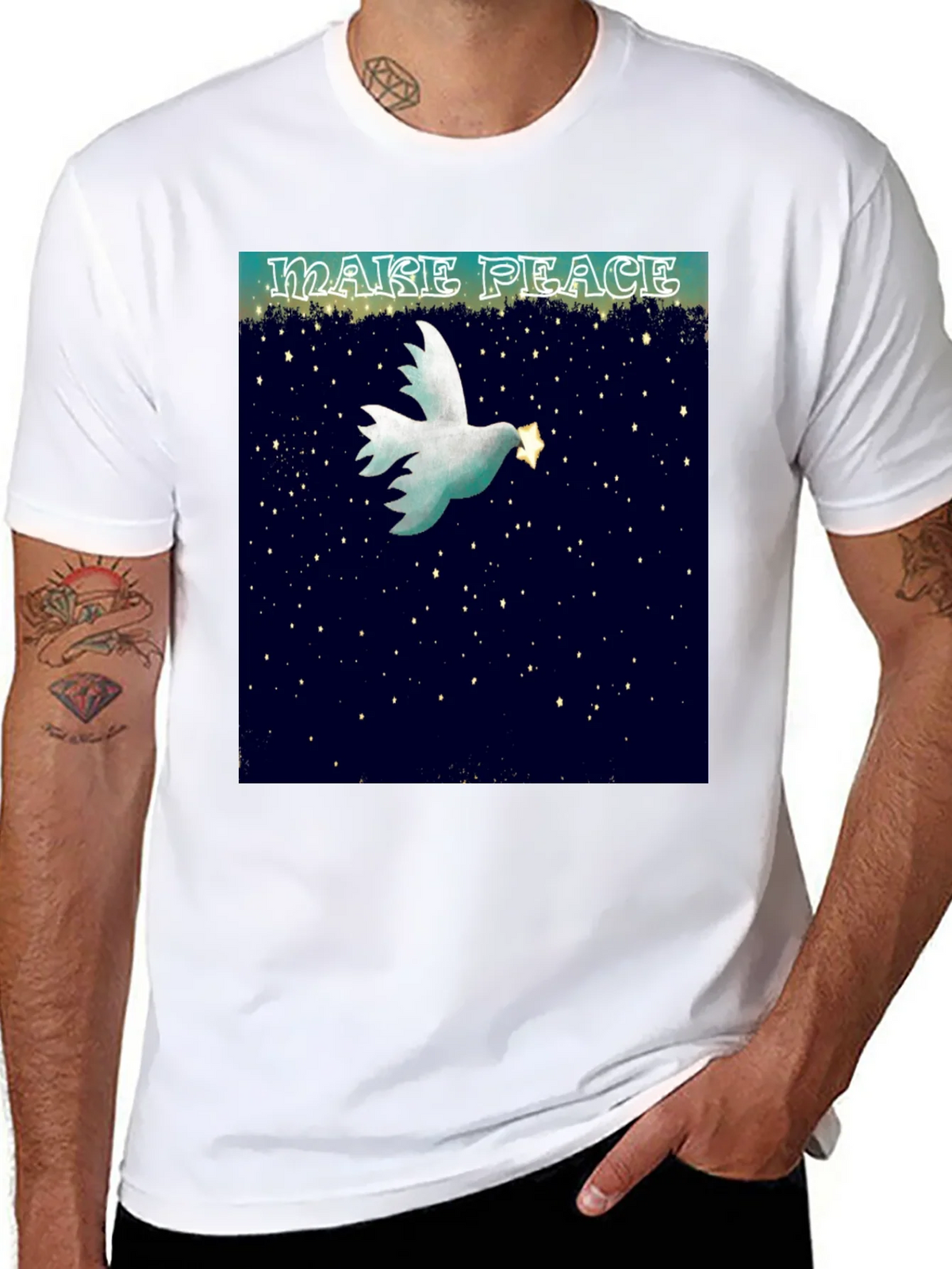 Make Peace Dove Graphic T-Shirt product image 7