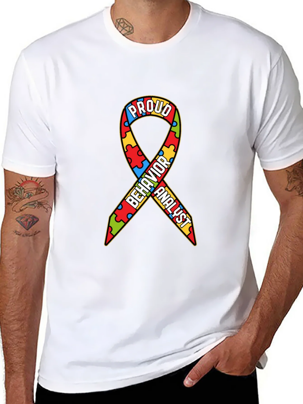 Proud Behavior Analyst Autism Awareness Ribbon T-Shirt product image 7