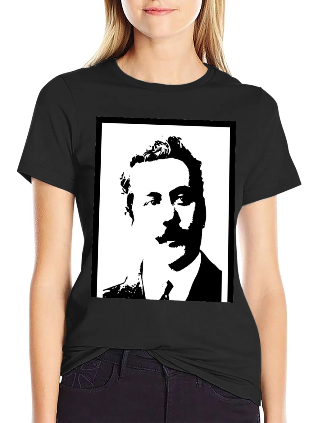 Portrait Graphic Tee - Black Casual T-Shirt product image 2