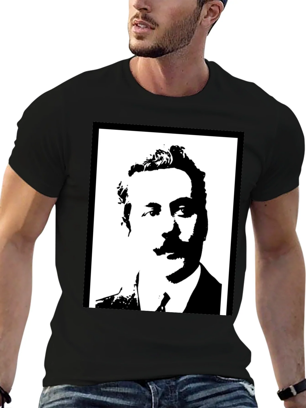 Portrait Graphic Tee - Black Casual T-Shirt product image 6