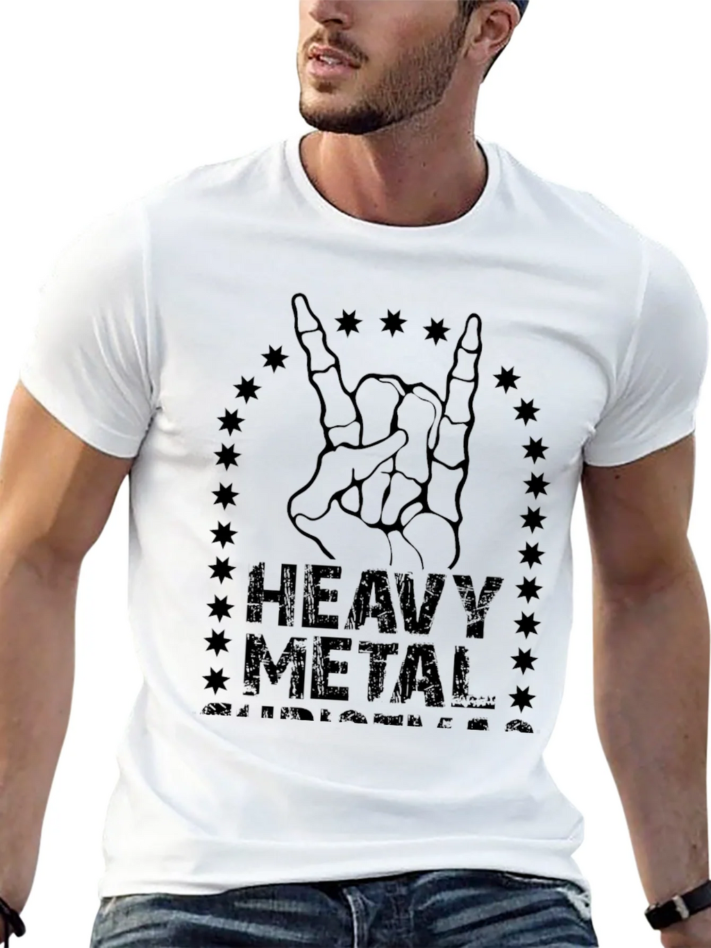 Heavy Metal Skeleton Hand Rocker T-Shirt product image 11