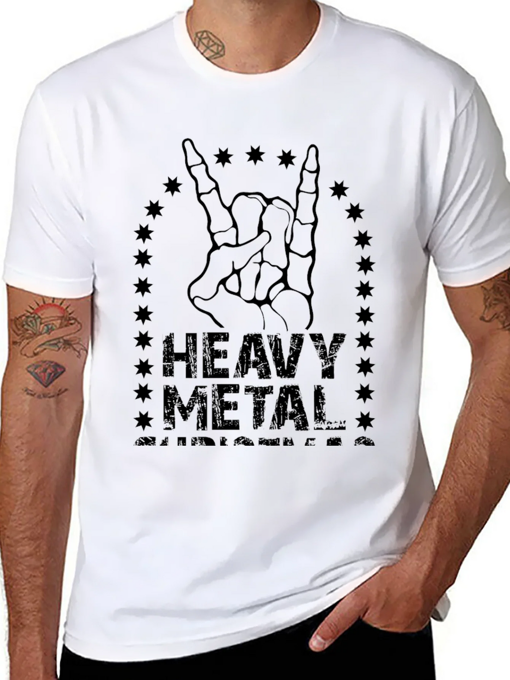 Heavy Metal Skeleton Hand Rocker T-Shirt product image 6