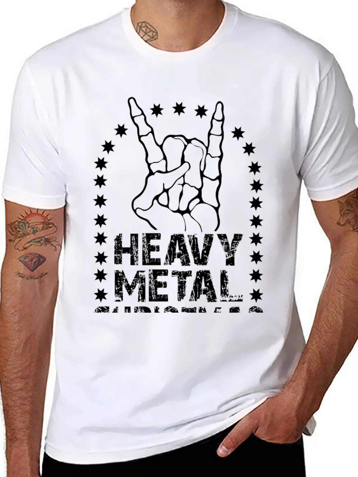 Heavy Metal Skeleton Hand Rocker T-Shirt product image 6