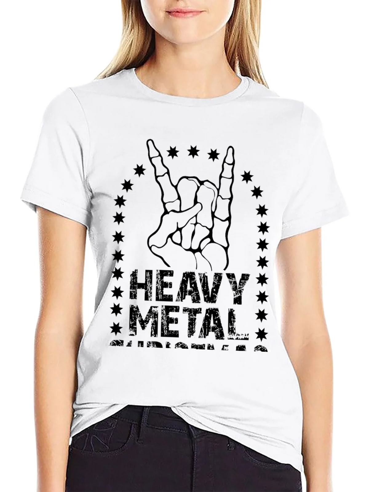 Heavy Metal Skeleton Hand Rocker T-Shirt product image 7