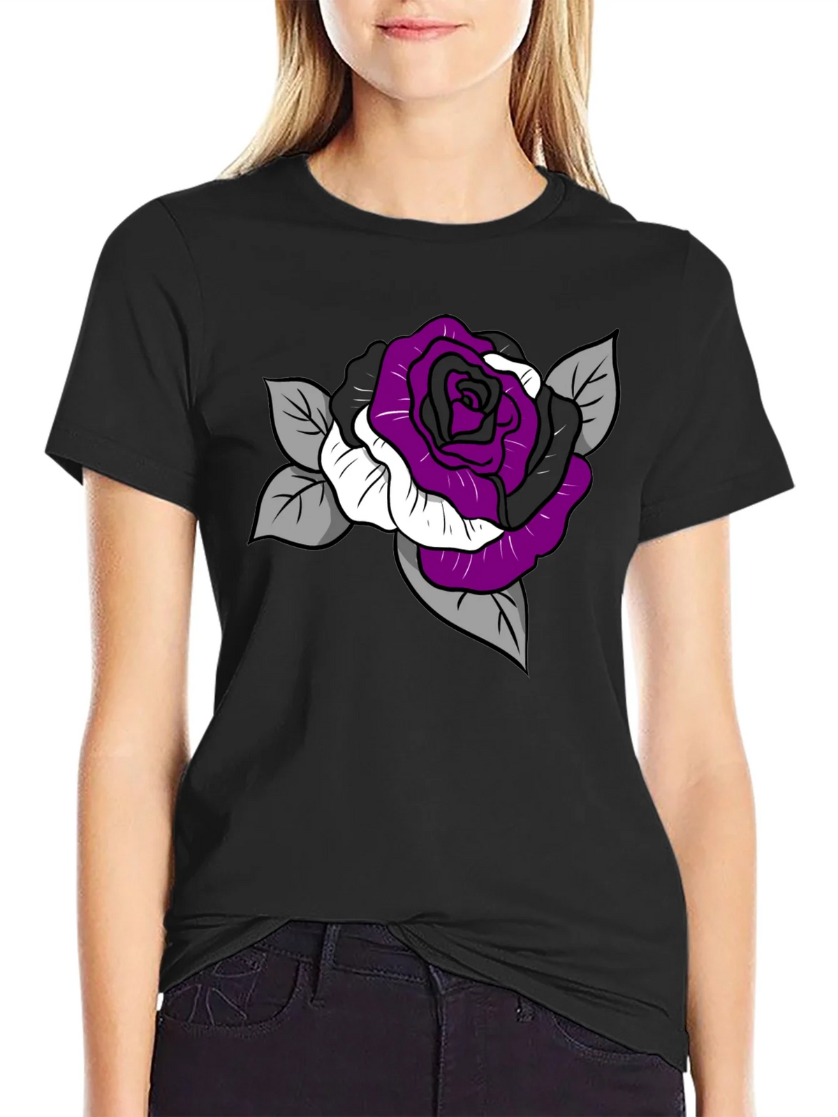 Ace Pride Rose Graphic Tee - Black Cotton Comfort product image 2