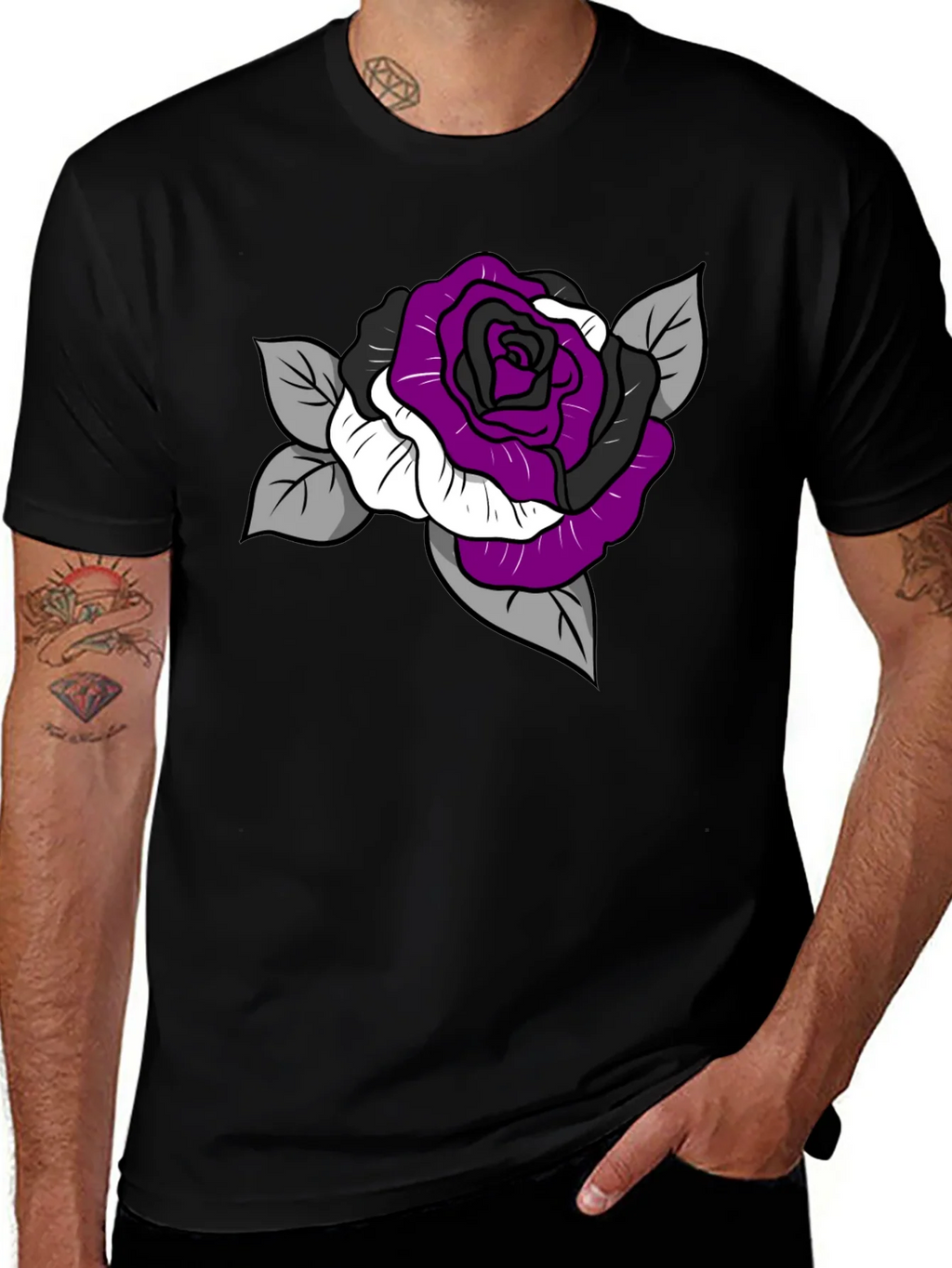 Ace Pride Rose Graphic Tee - Black Cotton Comfort product image 1