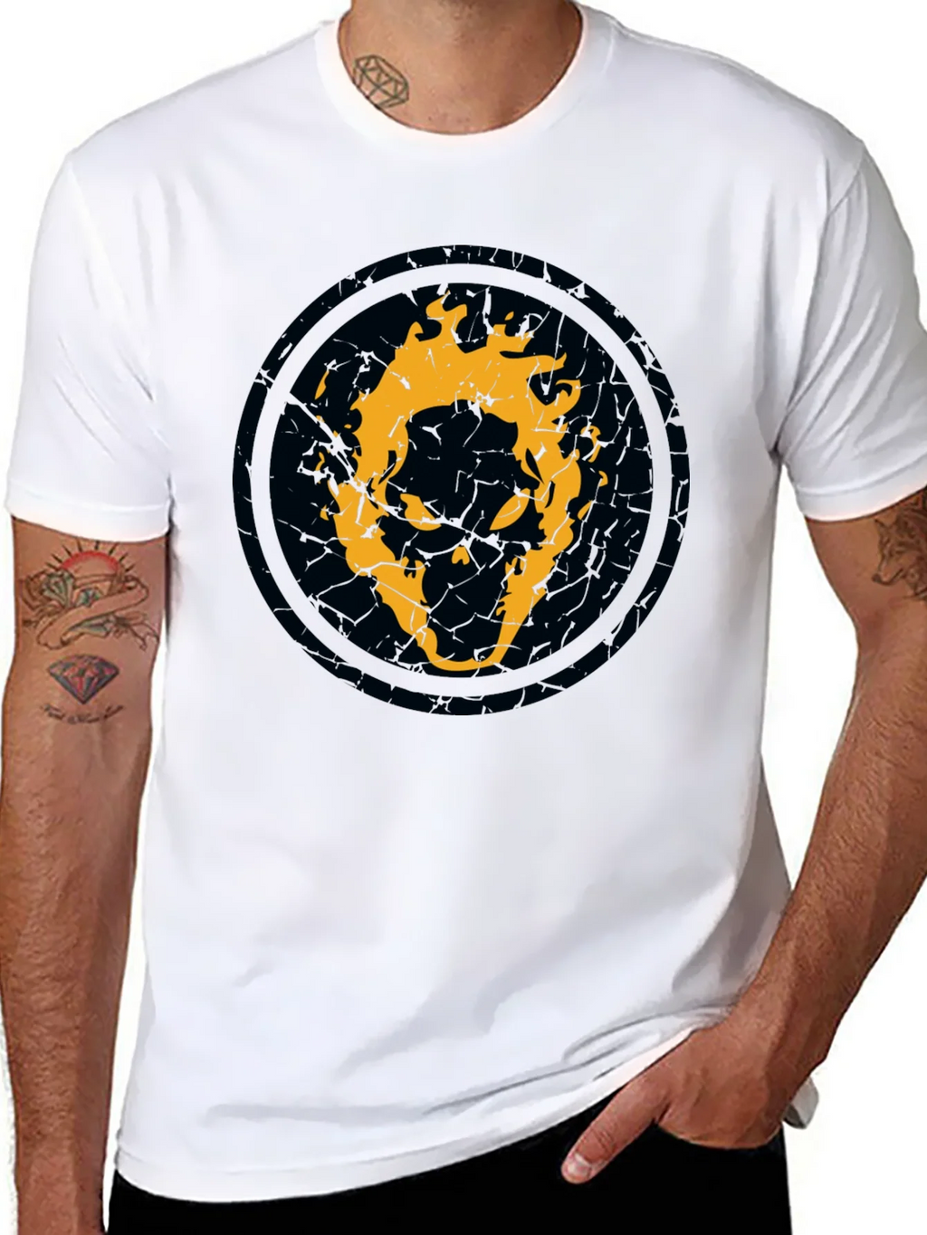 Fiery Skull Graphic Black T-Shirt product image 7