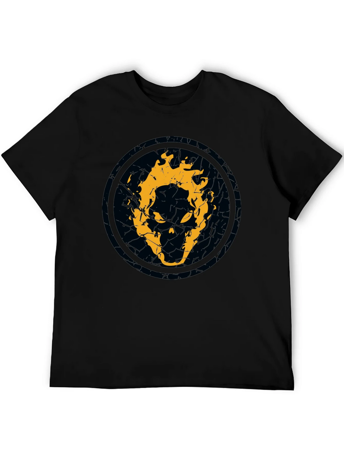 Fiery Skull Graphic Black T-Shirt product image 5