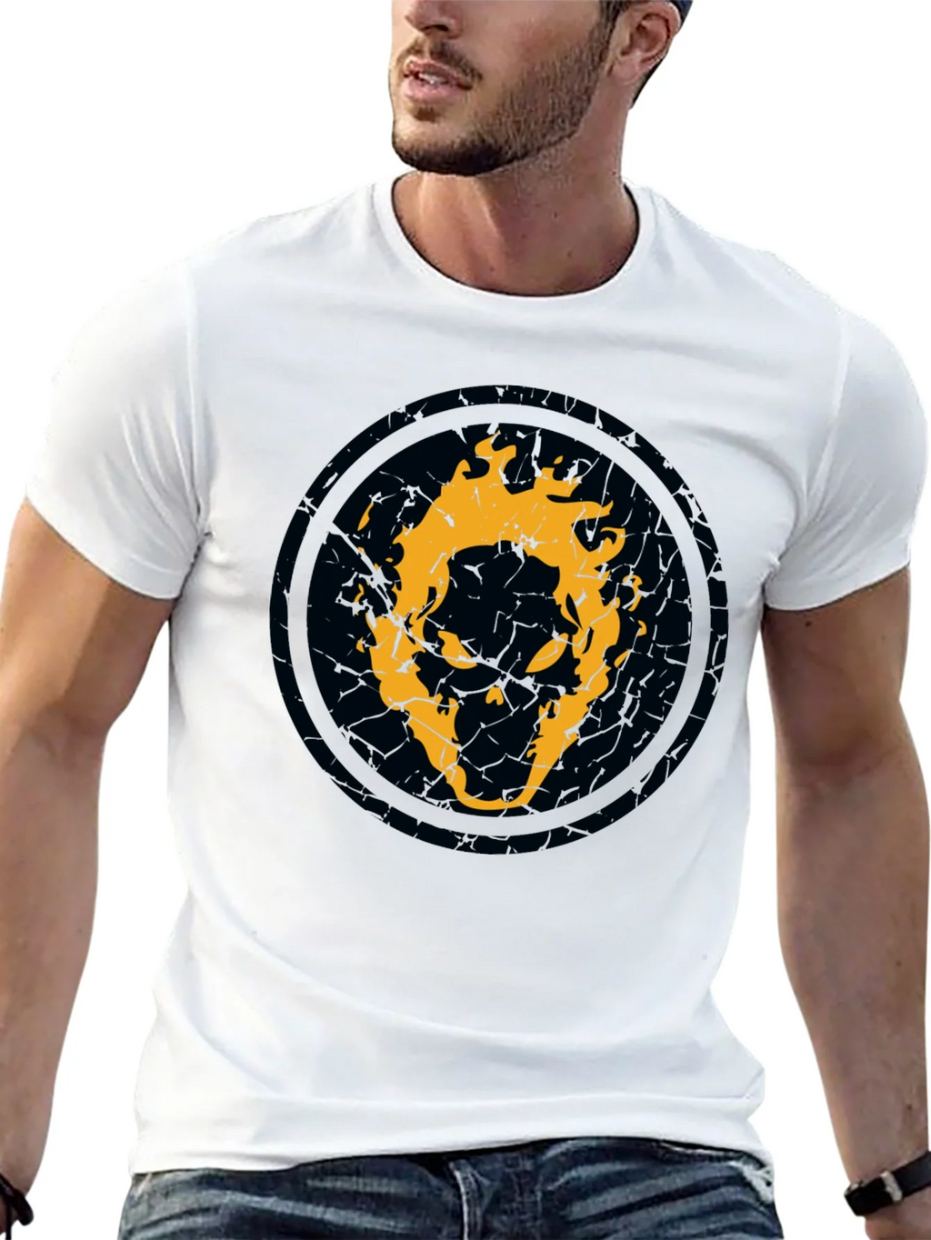 Fiery Skull Graphic Black T-Shirt product image 12