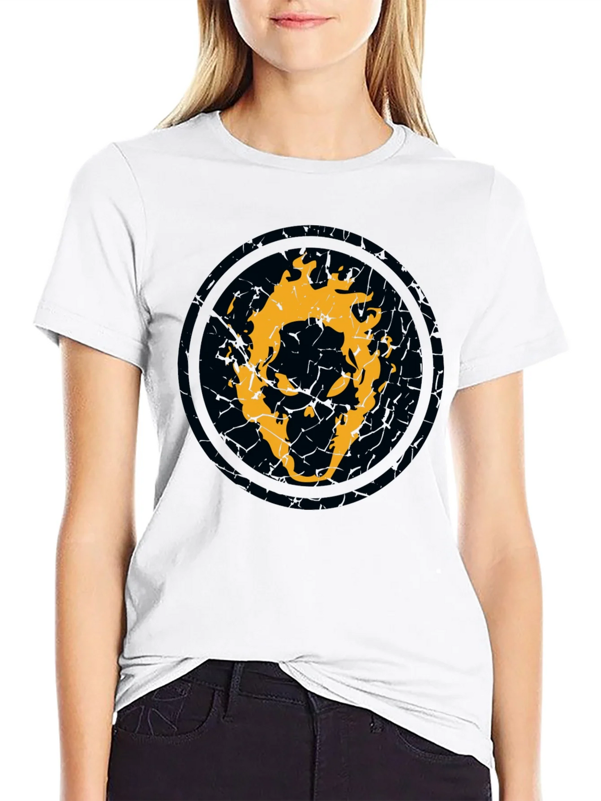 Fiery Skull Graphic Black T-Shirt product image 8
