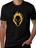 Fiery Skull Graphic Black T-Shirt product image 1