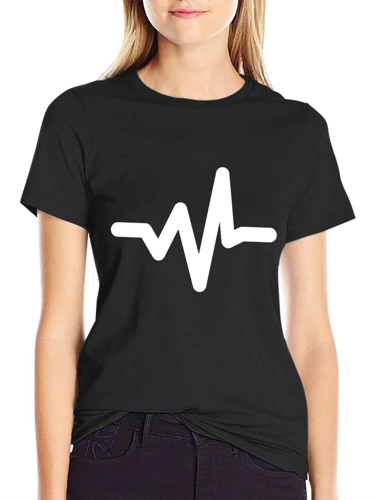 Heartbeat Graphic Tee - Trendy Black Cotton T-Shirt product image 2