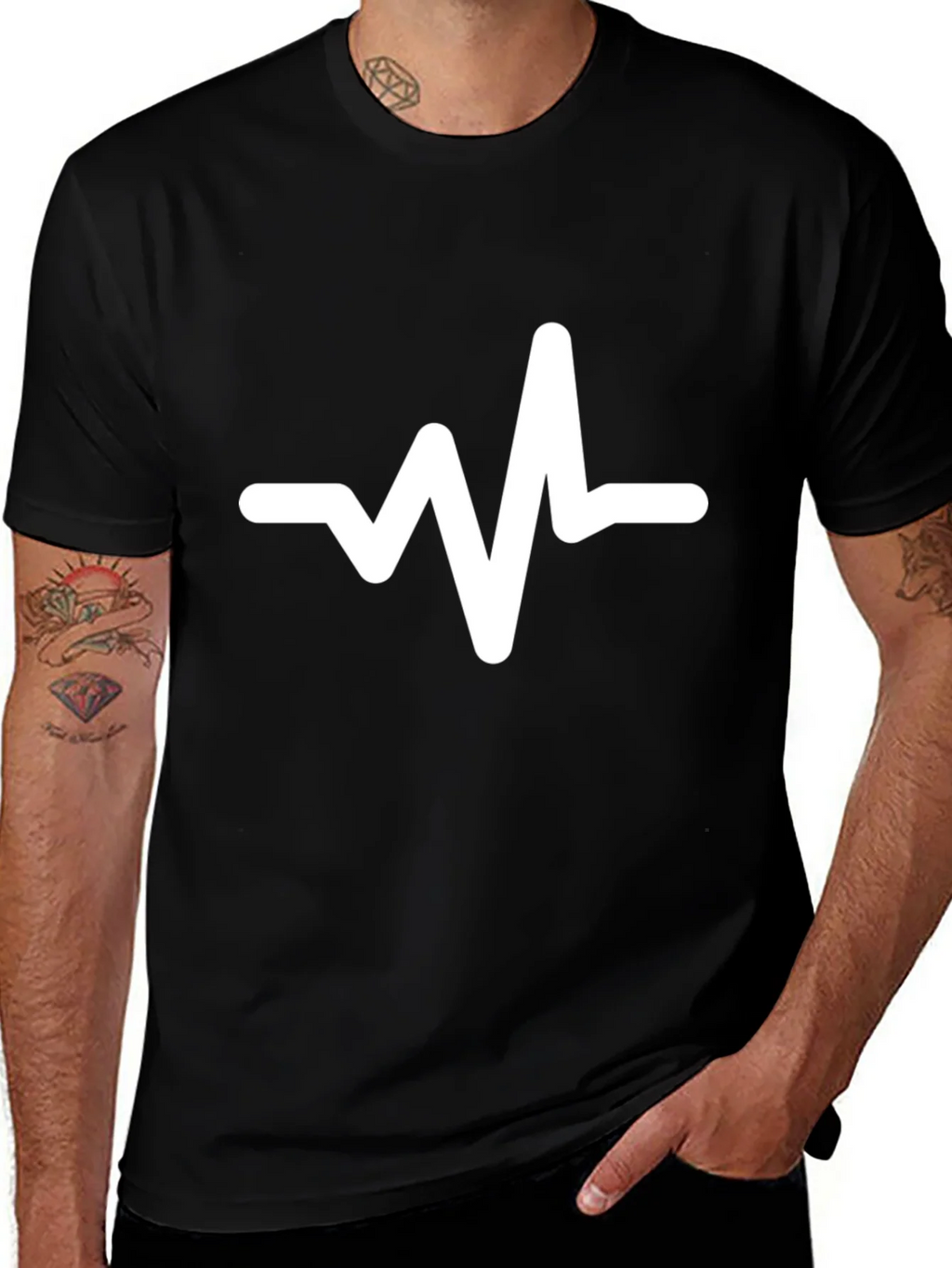 Heartbeat Graphic Tee - Trendy Black Cotton T-Shirt product image 1