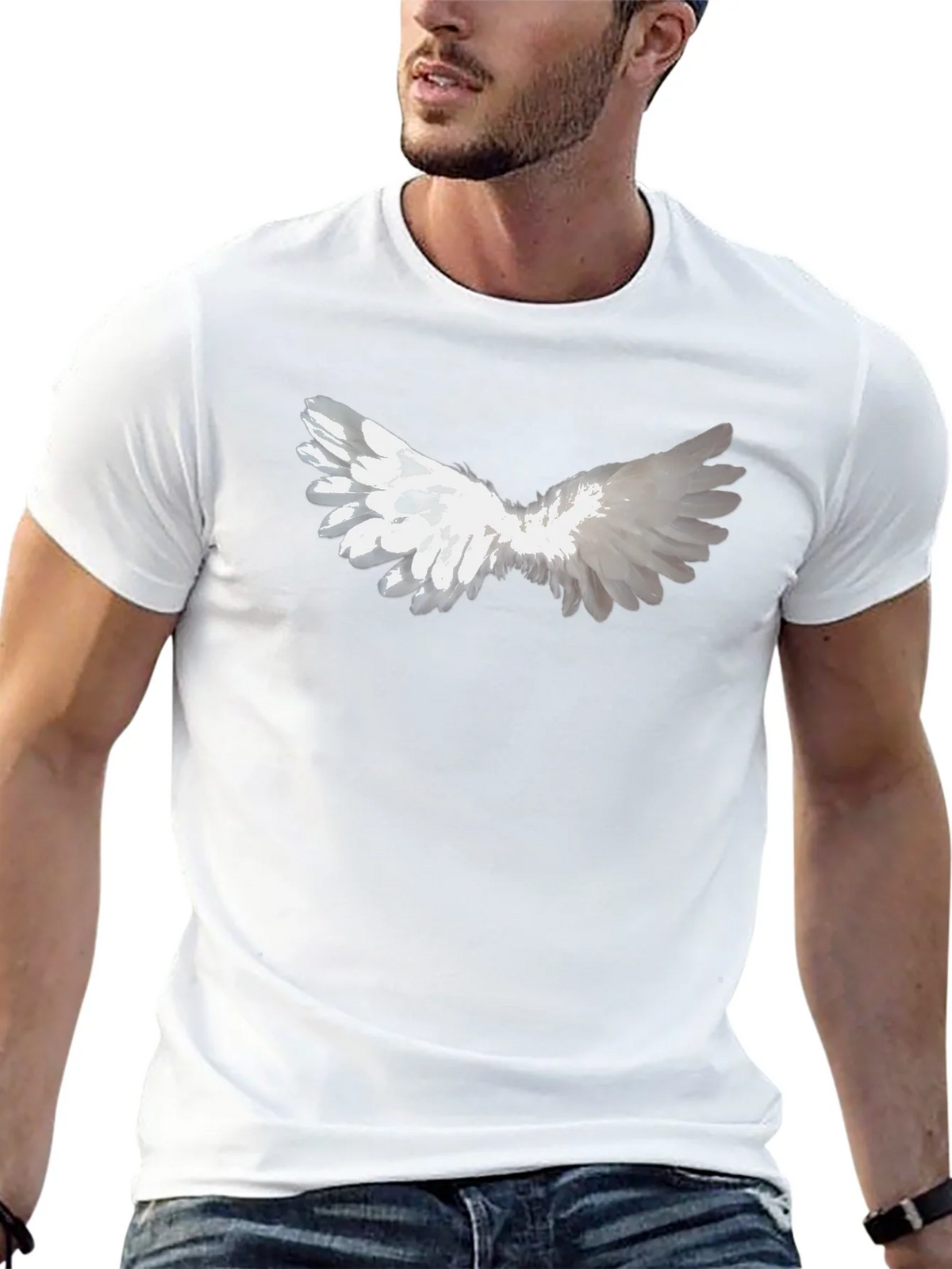 Angel Wing Graphic Tee - Black Cotton Casual Wear product image 10