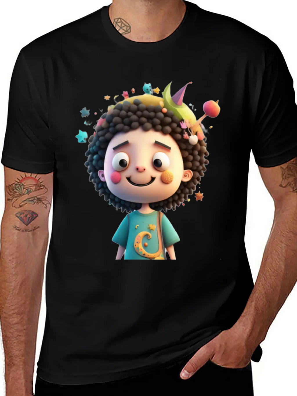 Cartoon Character Black T-Shirt product image 1