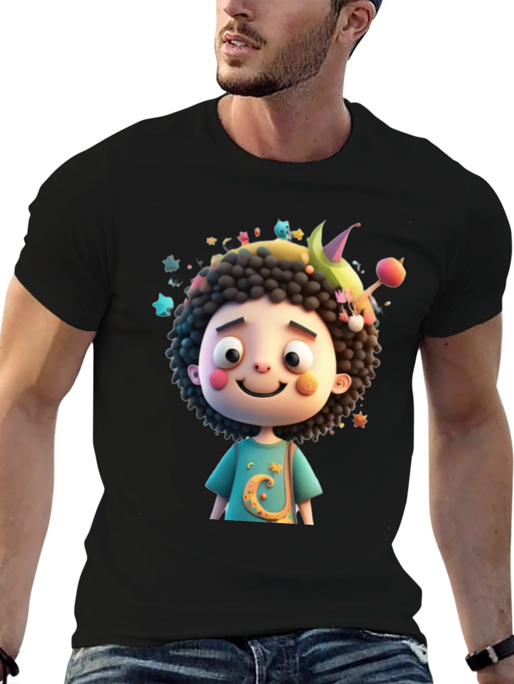 Cartoon Character Black T-Shirt product image 6