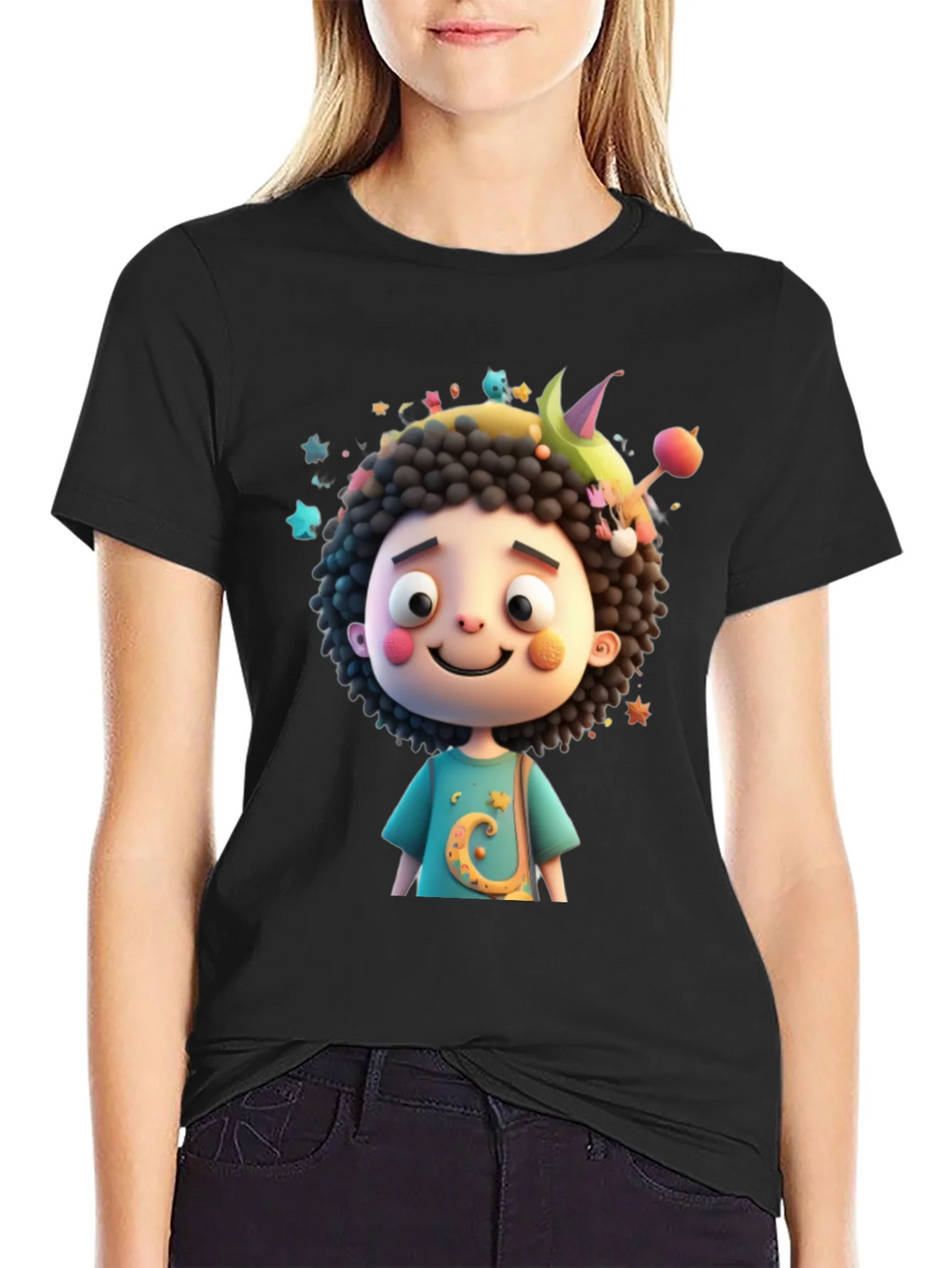 Cartoon Character Black T-Shirt product image 2