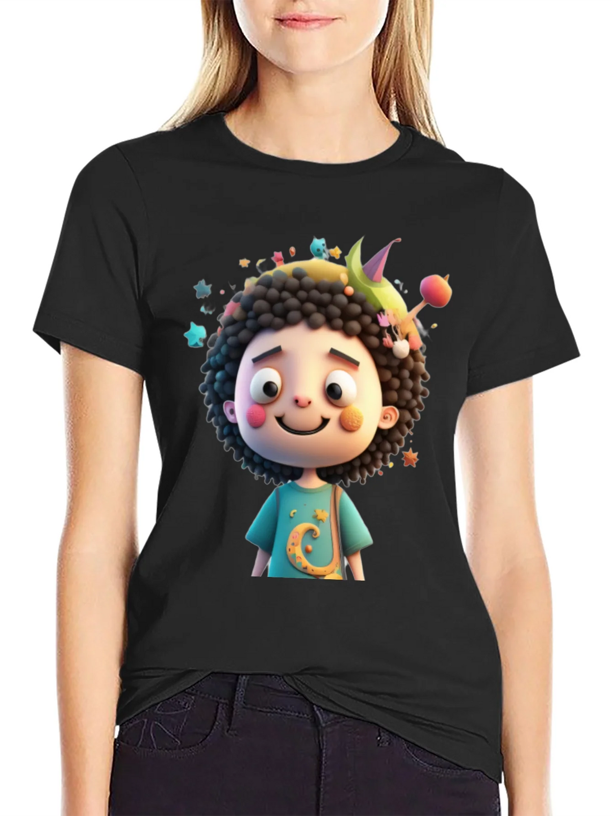 Cartoon Character Black T-Shirt product image 2