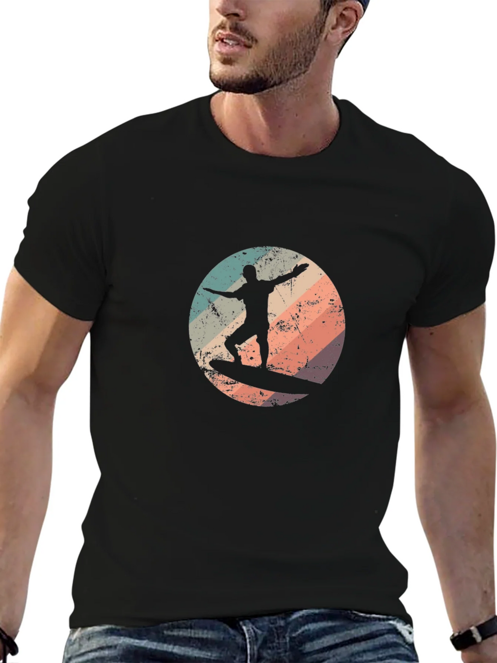 Retro Surfer T-Shirt - Black Surf Tee product image 6