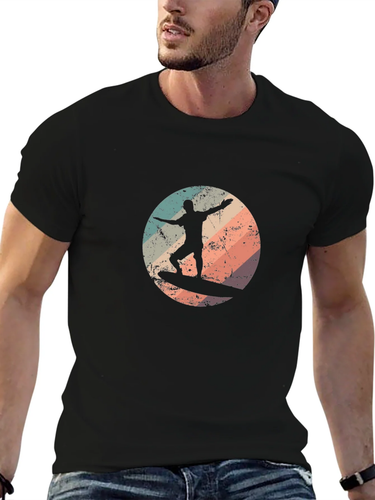 Retro Surfer T-Shirt - Black Surf Tee product image 6