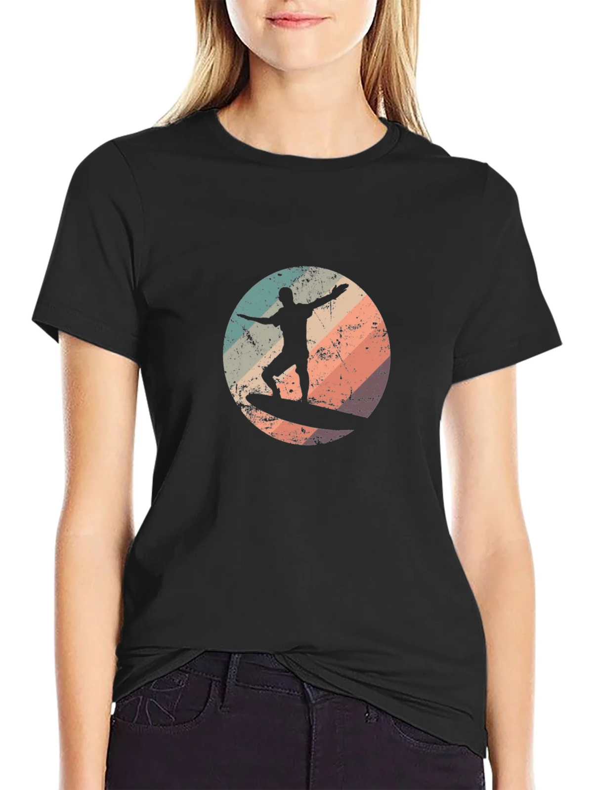 Retro Surfer T-Shirt - Black Surf Tee product image 2