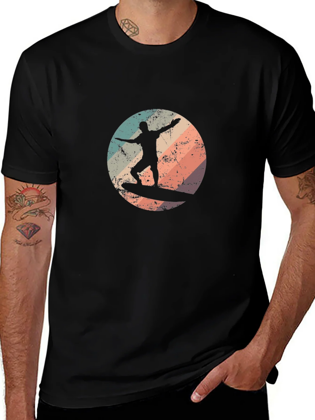 Retro Surfer T-Shirt - Black Surf Tee product image 1