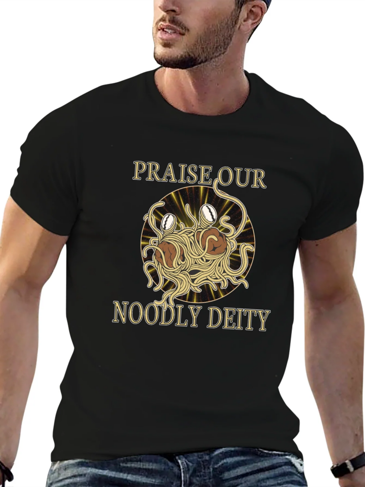Noodly Deity T-Shirt - Funny Spaghetti Monster Graphic Tee product image 6